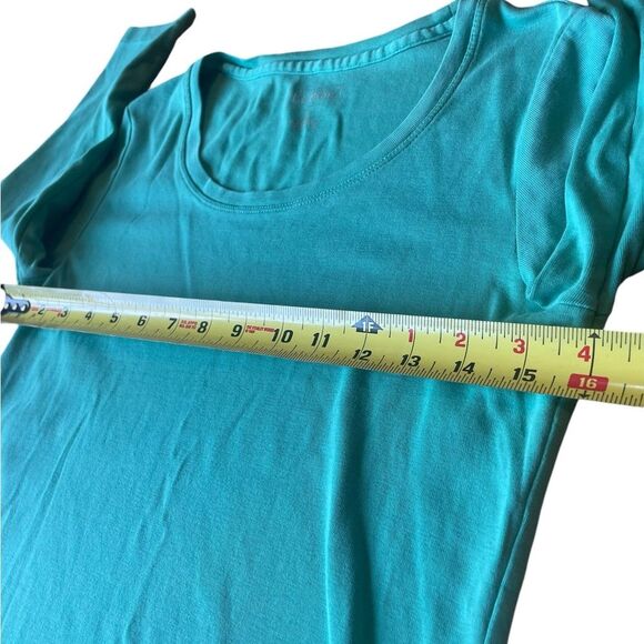 LL Bean Scoop Neck Cotton Top Three Quarter Sleeve Womens Size Small Green - Picture 10 of 10